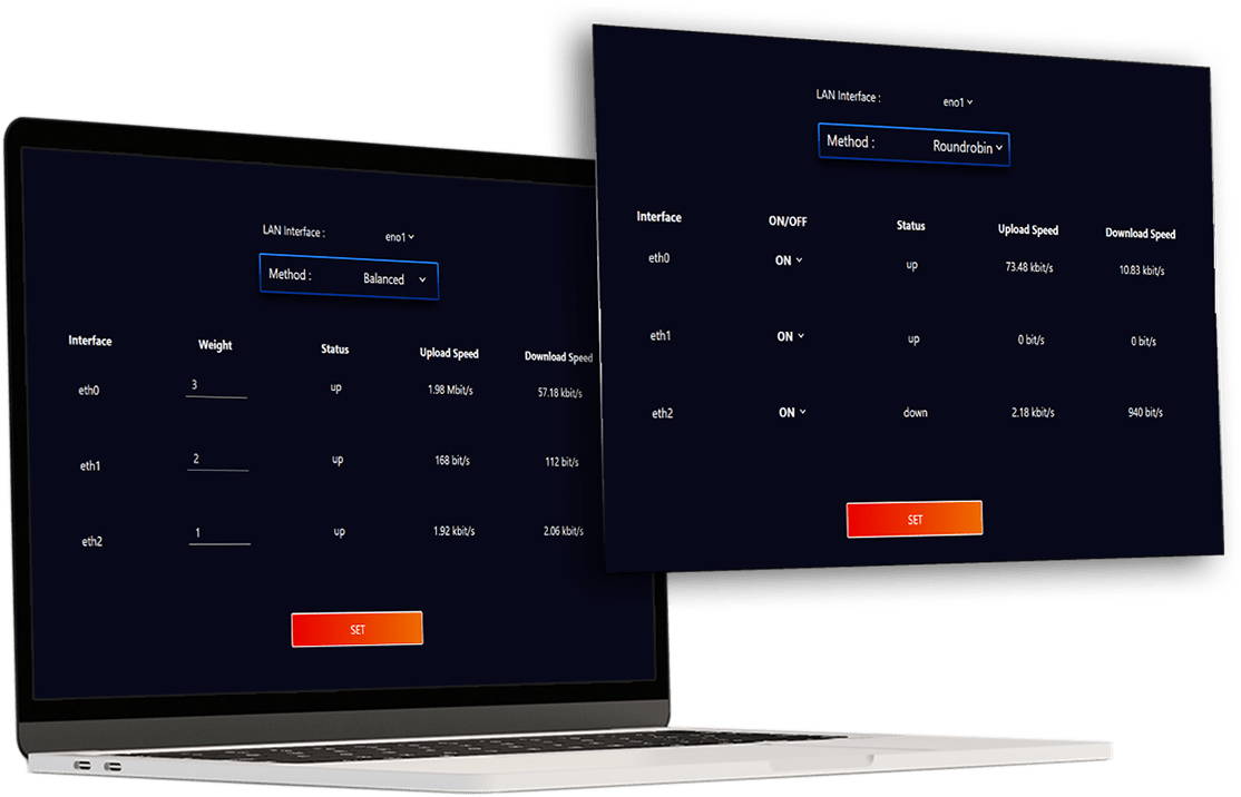 The Snap Balancer distributing traffic across the available connections